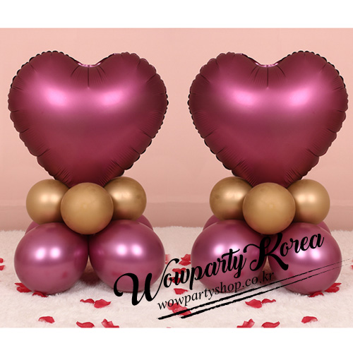 하트 풍선기둥세트(새틴 파미그래닛)(풍선재료만가는상품)