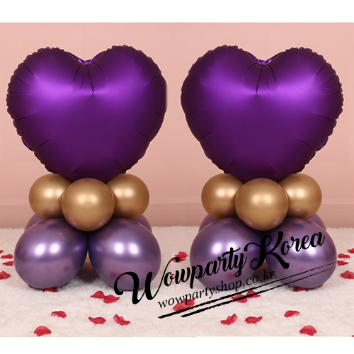 하트 풍선기둥세트(새틴 퍼플)(풍선재료만가는상품)