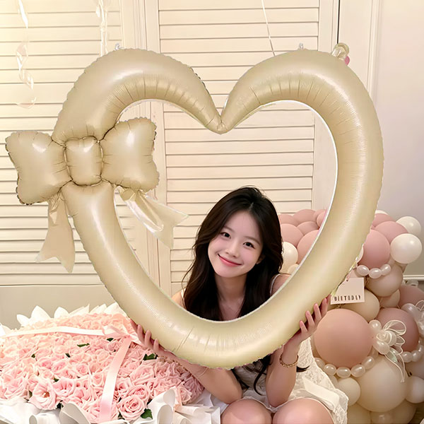 리본하트 액자(크림)