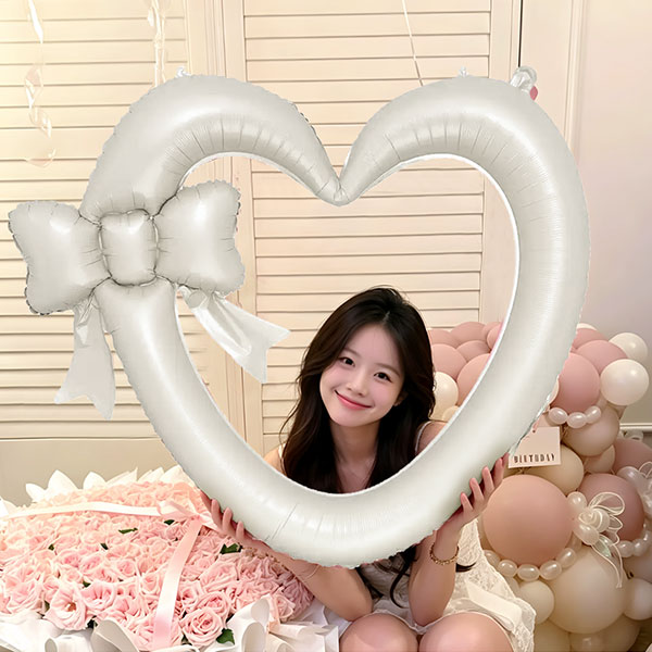 리본하트 액자(화이트)
