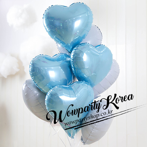 하트 헬륨풍선 세트(화이트/라이트블루)