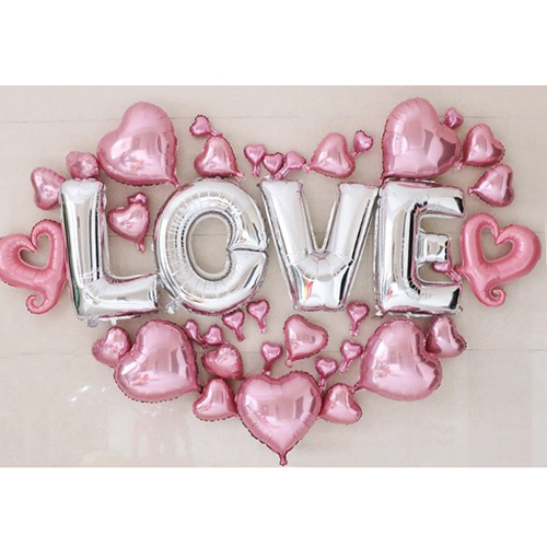 이니셜 러브 핑크하트 풍선장식