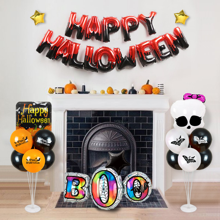 할로윈 문자 풍선 장식세트 레드블랙(L)