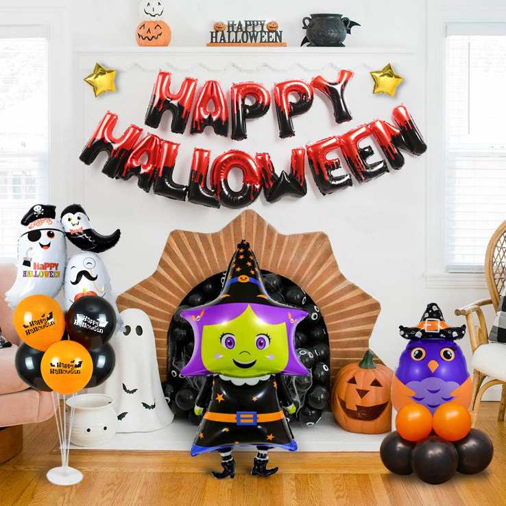 할로윈 문자 풍선 장식세트 레드블랙(E)