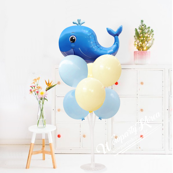 고래 풍선꽂이(마카롱 블루 옐로우)