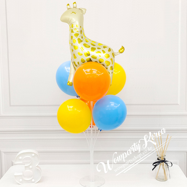 골드 기린 풍선꽂이(오렌지+옐로우+블루)