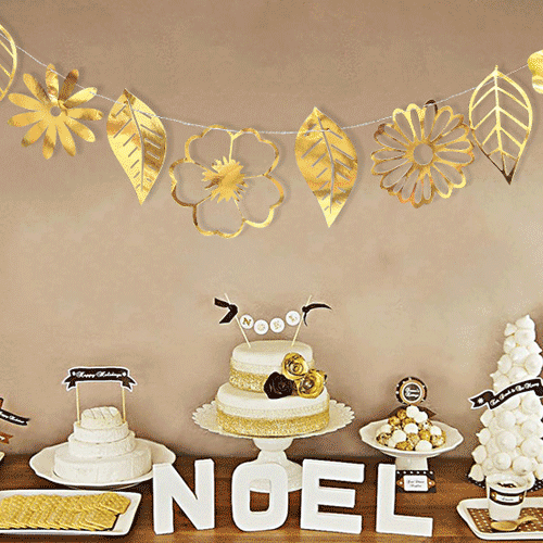 골드 꽃잎 나뭇잎 세트