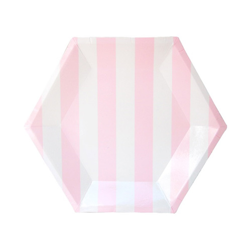 스트라이프접시(핑크) 8인치