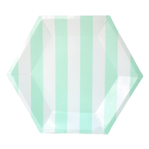 스트라이프접시(민트) 10인치