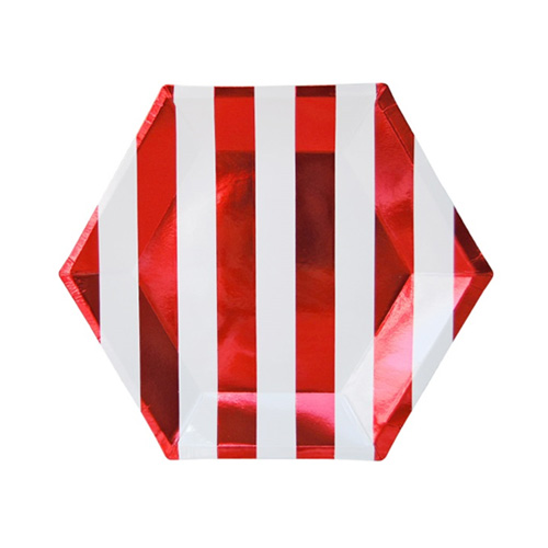 스트라이프접시(레드) 8인치