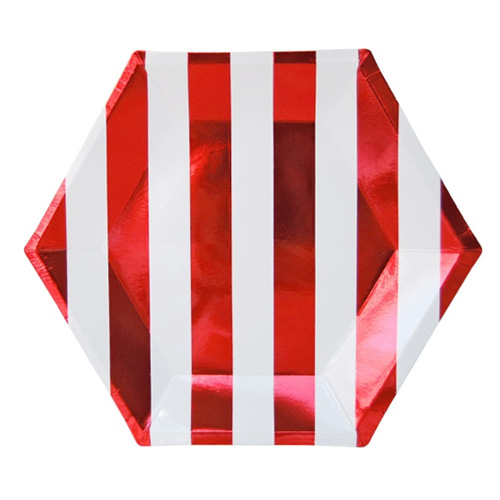 스트라이프접시(레드) 10인치