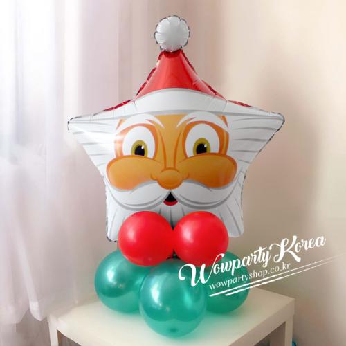 크리스마스 풍선기둥 (산타 별 은박풍선)-재료만 가는상품