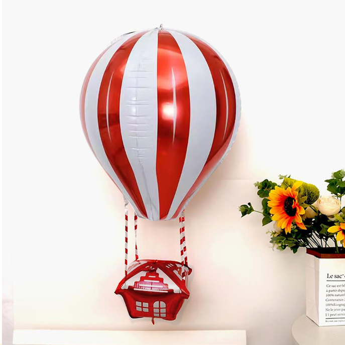 열기구 스트라이프 풍선(레드)헬륨주입가능