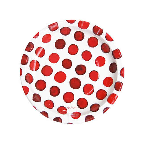 도트수채화접시(레드) 7인치