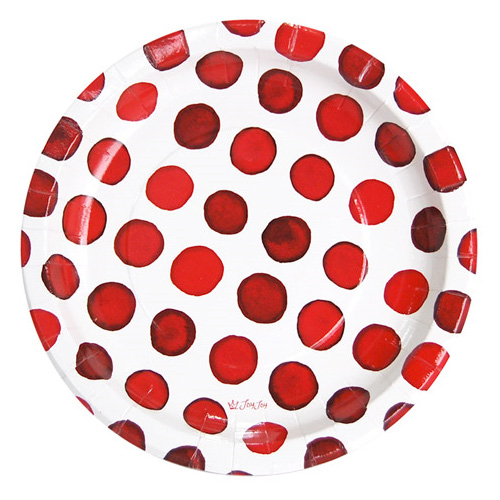 도트수채화접시(레드) 9인치