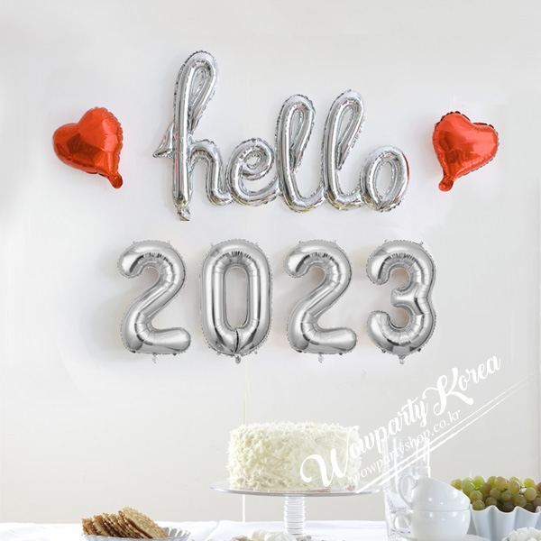 헬로 2023 장식세트(실버)