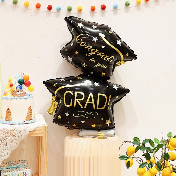 졸업축하 이중 학사모 풍선(블랙)