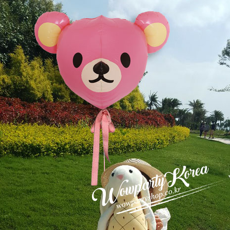 은박헬륨풍선 SAGA 풍선 곰돌이(핑크)