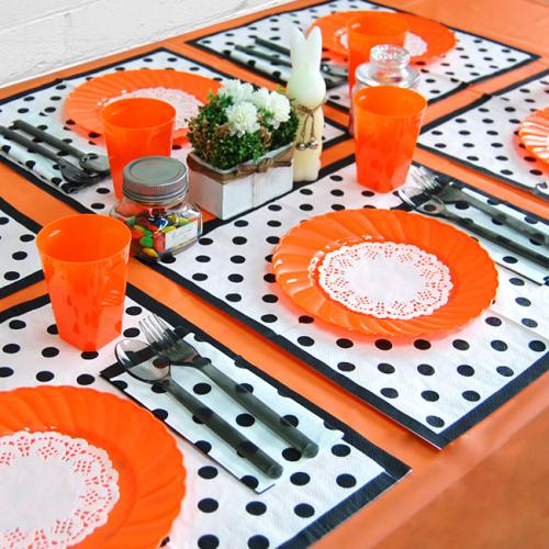 6인용 파티세트 사이드 오렌지(도트블랙) 