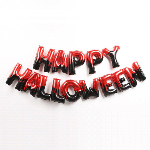 해피 할로윈 문자 은박풍선(레드 블랙)