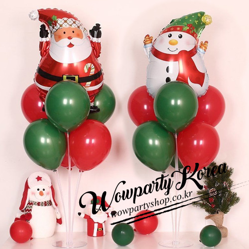 크리스마스 풍선꽂이 세트(산타와 눈사람 2종)