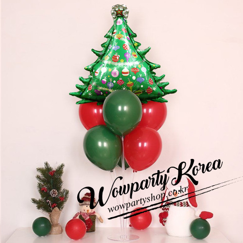 크리스마스 풍선꽂이 세트(실버 스타 크리스마스 트리)