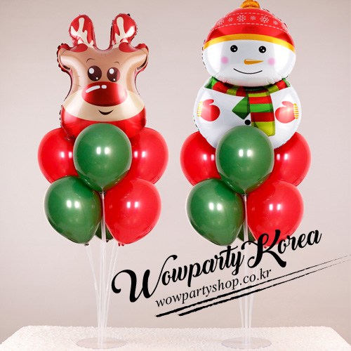 크리스마스 풍선꽂이 세트(루돌프와 눈사람 2종)