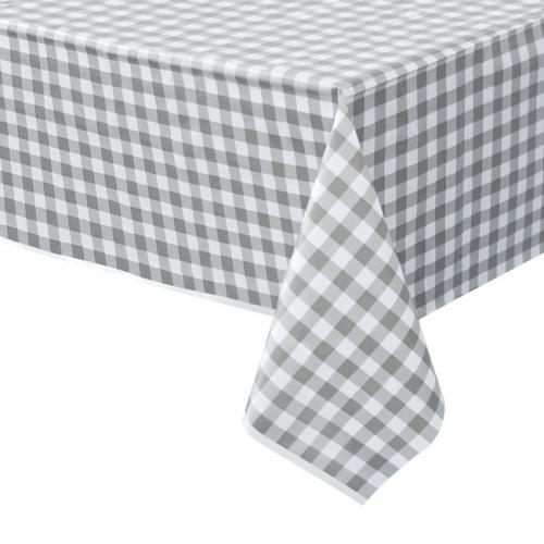 체크테이블보 실버