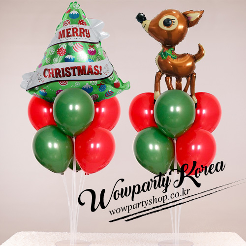 크리스마스 풍선꽂이 세트(트리와 브라운사슴 2종)