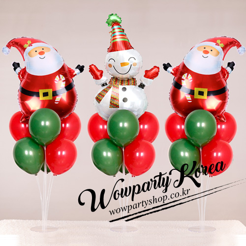 크리스마스 풍선꽂이 세트(산타와 눈사람 3종)