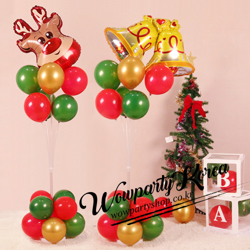 크리스마스 풍선꽂이세트160cm (골드종과 루돌프얼굴)