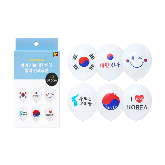 케이스풍선 30.5cm 아이 러브 코리아(6입)