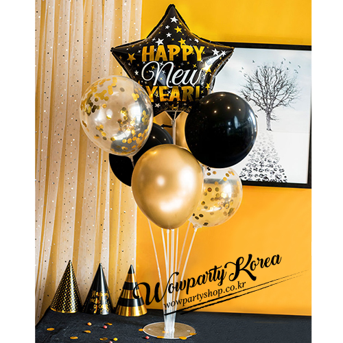 새해 풍선꽂이 세트 (해피뉴이어 별 블랙)