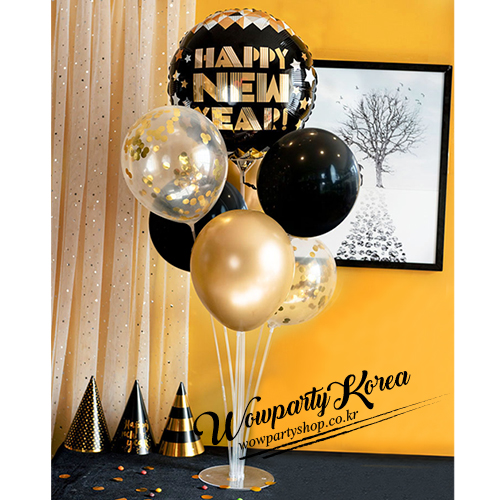새해 풍선꽂이 세트 (해피뉴이어 라운드 블랙)