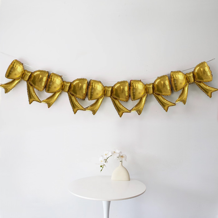 큐리 리본 풍선 5개입(골드)