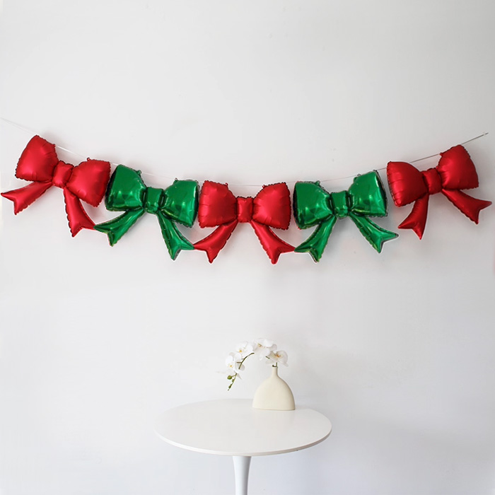 큐리 리본 풍선 5개입(레드그린)