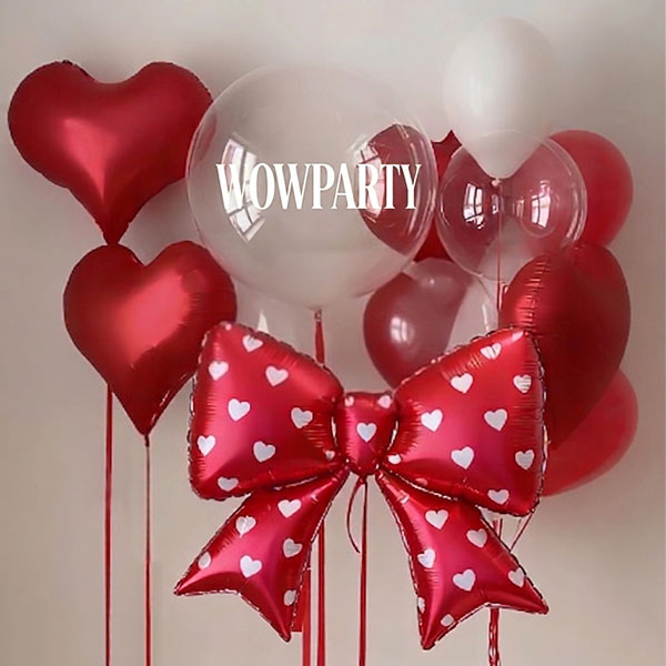 하트은박 리본풍선 세트(레드)