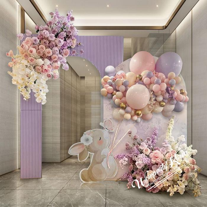 플라워 래빗 벌룬 장식