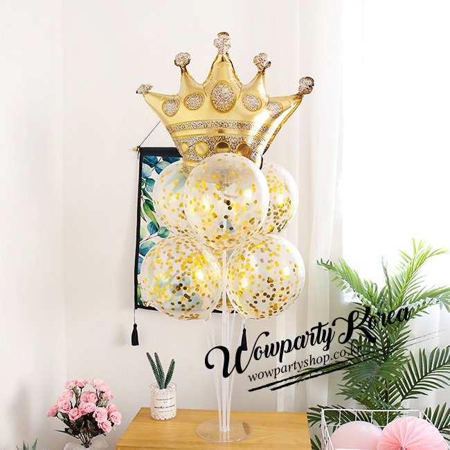 골드왕관 풍선꽂이 세트 (컨페티 골드)