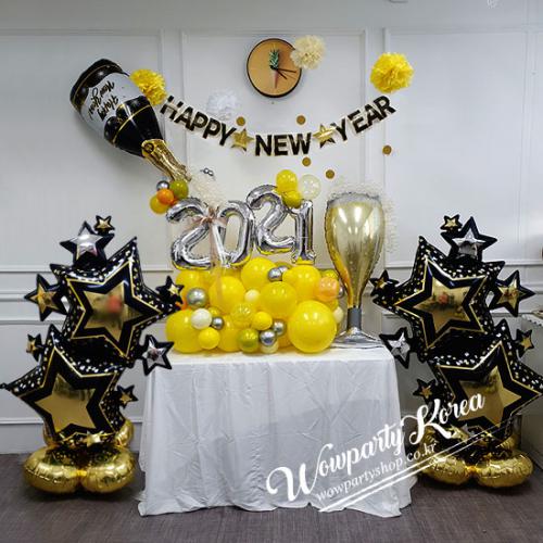 2021 신년 샴페인 풍선데코(블랙샴페인)