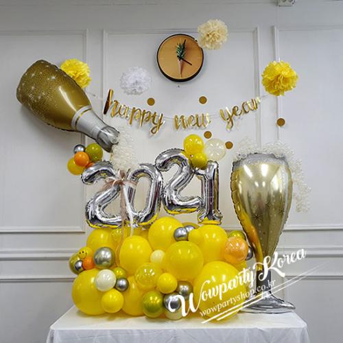 2021 신년 샴페인 풍선데코(골드샴페인)